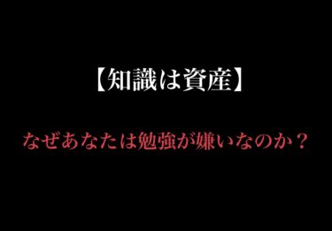 【知識は資産】なぜあなたは勉強が嫌いなのか？